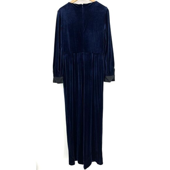 Lauren Ralph Lauren Jumpsuit Size 8 Womens Navy Velvet Surplice Evening Wrap - Picture 6 of 11